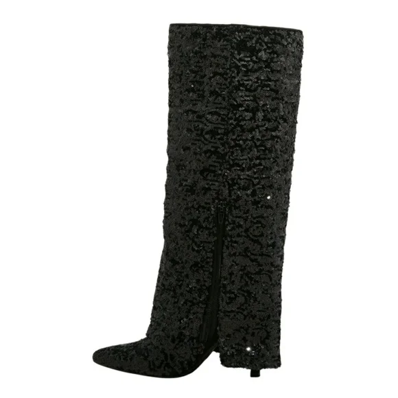 NWT A New Day Sequin Black Women's Boots Size 8.5 - Picture 3 of 14